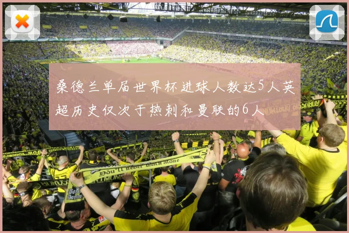 桑德兰单届世界杯进球人数达5人英超历史仅次于热刺和曼联的6人